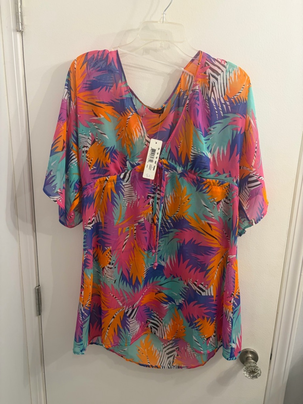 Freya Multicolor Tropical Leaf V-Neck Coverup